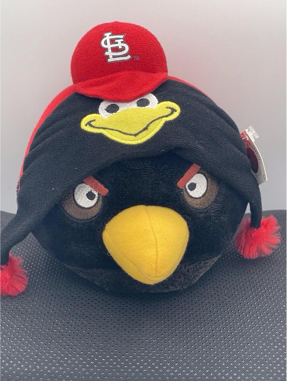 St. Louis CARDINALS Angry Birds 6" Plush Toy  Black Bomb with Cap Official Merch